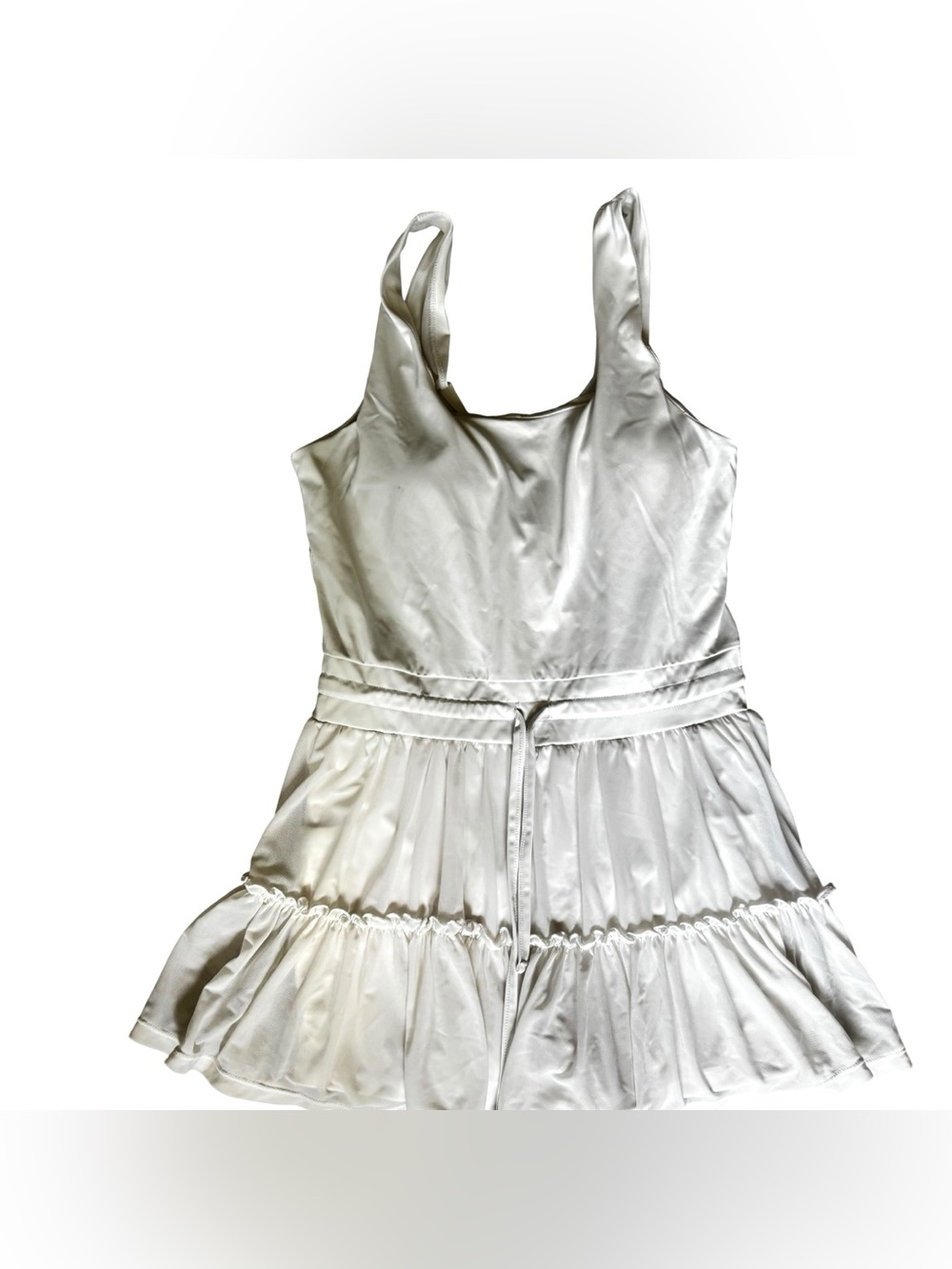 AS Revival White Tank Top Ruffle Detail Dress - L